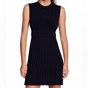 Sandro black scorpion pleat skirt dress